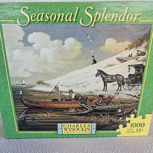 MB Puzzle Charles Wysocki Seasonal Splendor Feathered Critics 1000 PC Americana - Picture 11 of 11